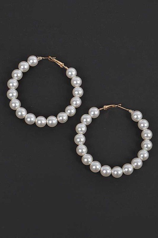 Halo Pearl Hoop Earrings - KIOKO