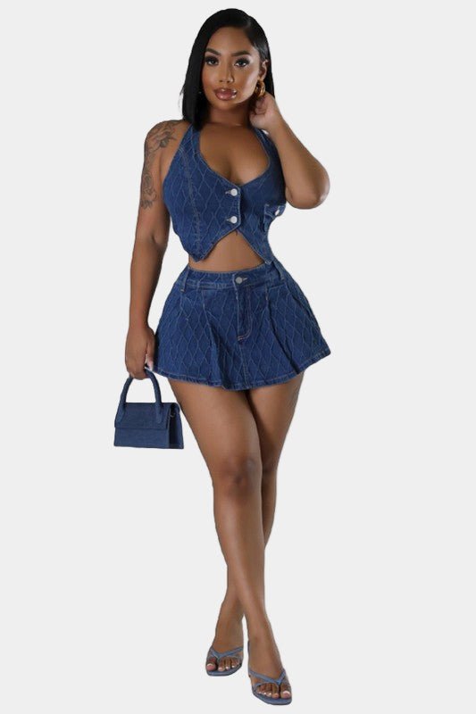Illusions Denim Shorts Set - KIOKO