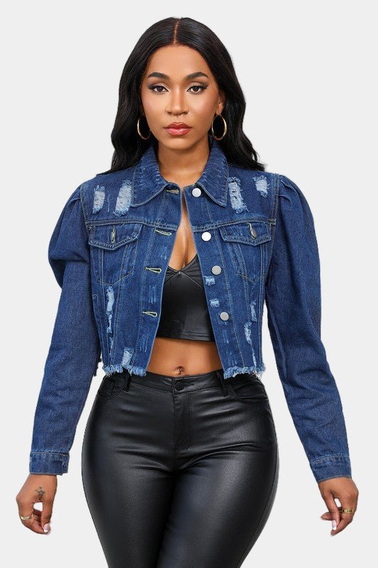 Isis Hobo Cropped Denim Jacket - KIOKO