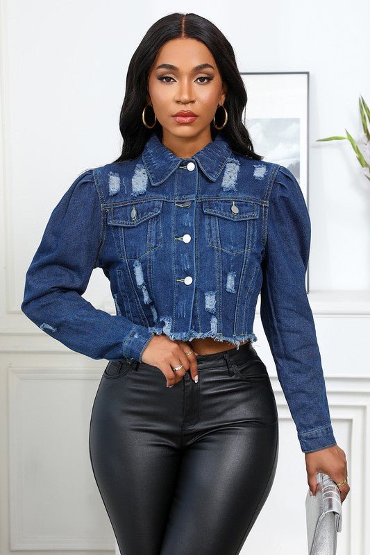 Isis Hobo Cropped Denim Jacket - KIOKO