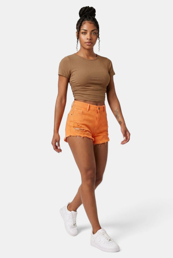 Hug Me Tight Runched Bodycon Crop Top - KIOKO
