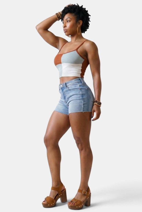 Boho Vibes Color Block Crop Top - KIOKO