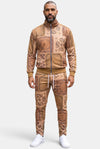 KIOKO Crenshaw paisley bandana track jacket and matching pants in khaki with a full-zip front and regular fit.