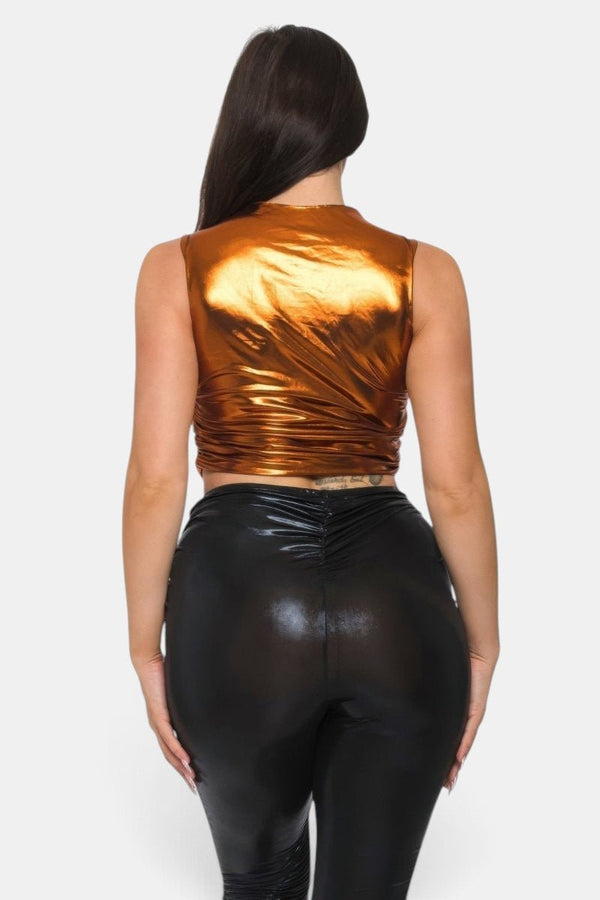 Jungle Cream Metallic Crop Top - KIOKO