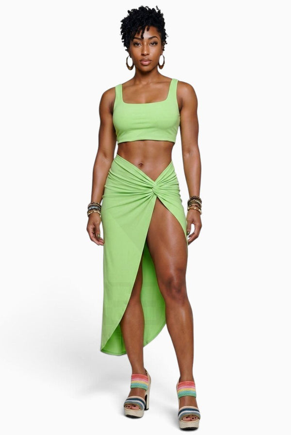 Mint It Loud Crop Top & Maxi Skirt Set - KIOKO