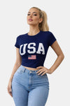 USA Fitted Crop Top T-Shirt - KIOKO