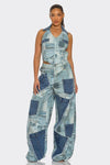 Major Styles Retro Patchwork Denim Set - KIOKO