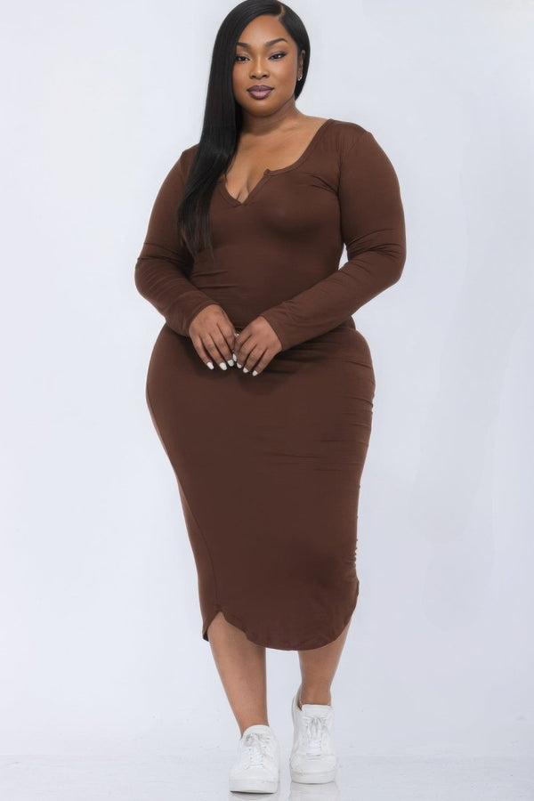 Monroe Long Sleeve Midi Dress - KIOKO