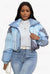 Mosaic Multi - Fabric Puffer Jacket - KIOKO