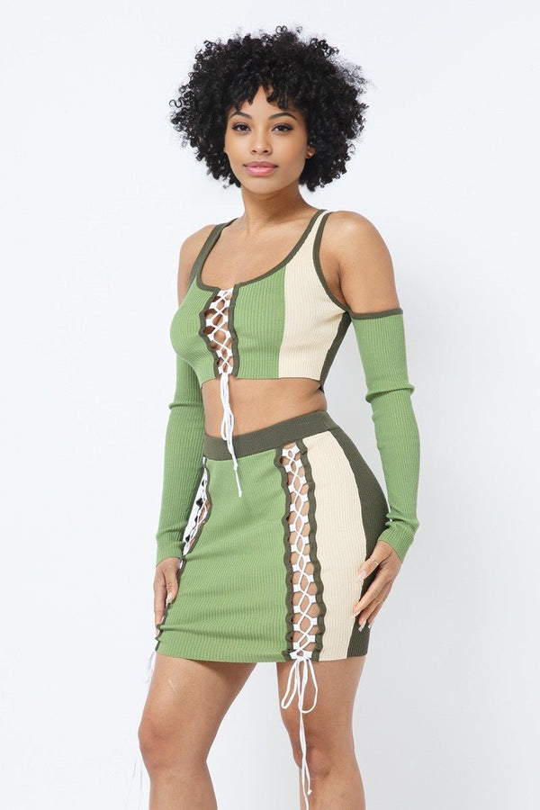 Mutedwrld Colorblock Skirt Set - KIOKO