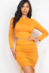 Nerina Ruched Crop Top Skirt Set - KIOKO