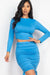 Nerina Ruched Crop Top Skirt Set - KIOKO