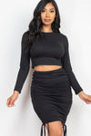 Nerina Ruched Crop Top Skirt Set - KIOKO