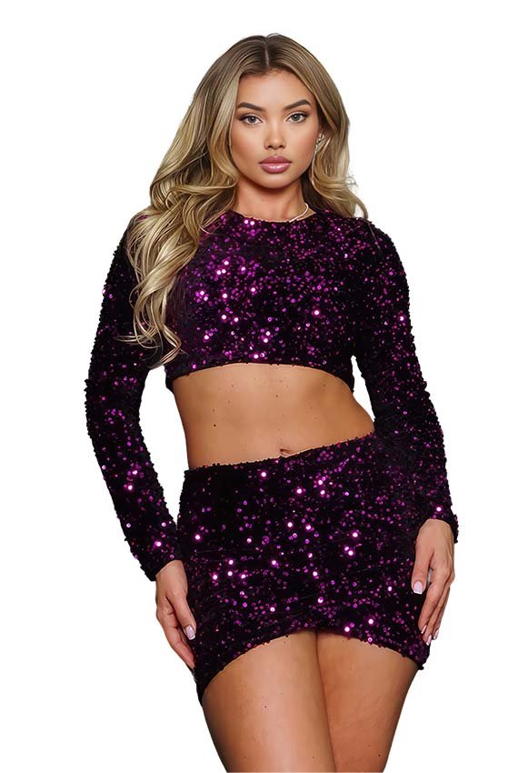 Nightfall Sequin Skirt Set - KIOKO