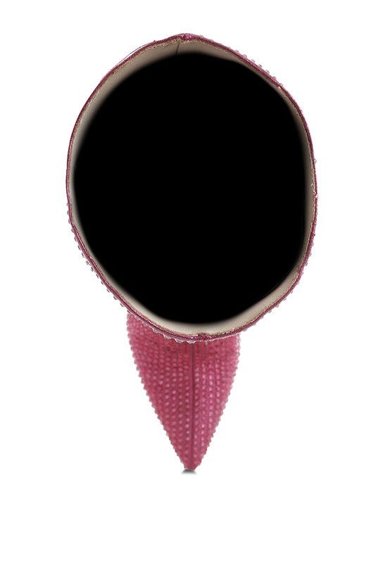 Orymple Shiny Rhinestone Studded Calf Boots - KIOKO