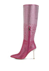 Orymple Shiny Rhinestone Studded Calf Boots - KIOKO