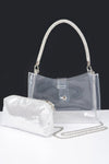 Plated Link Rhinestone Hobo Bag Set - KIOKO