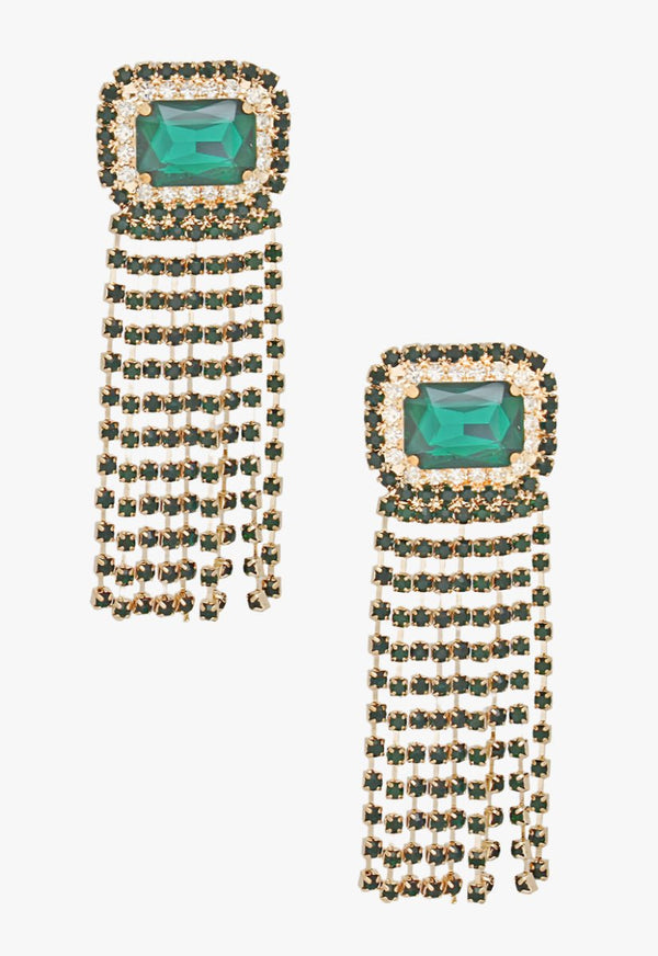 Prophyte Pulse Crystal Fringe Earrings - Emerald - KIOKO