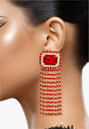 Prophyte Pulse Crystal Fringe Earrings - Red - KIOKO