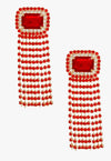 Prophyte Pulse Crystal Fringe Earrings - Red - KIOKO