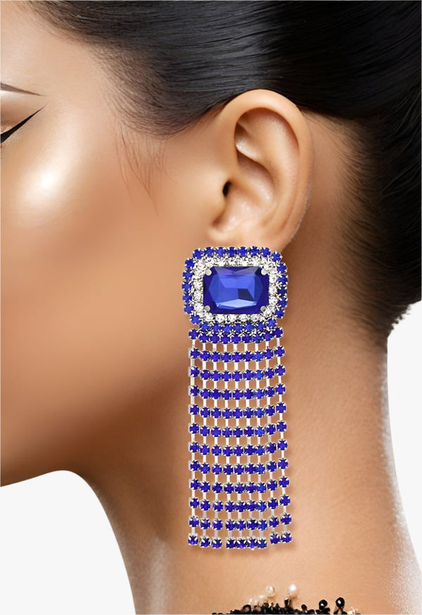 Prophyte Pulse Crystal Fringe Earrings - Royal - KIOKO