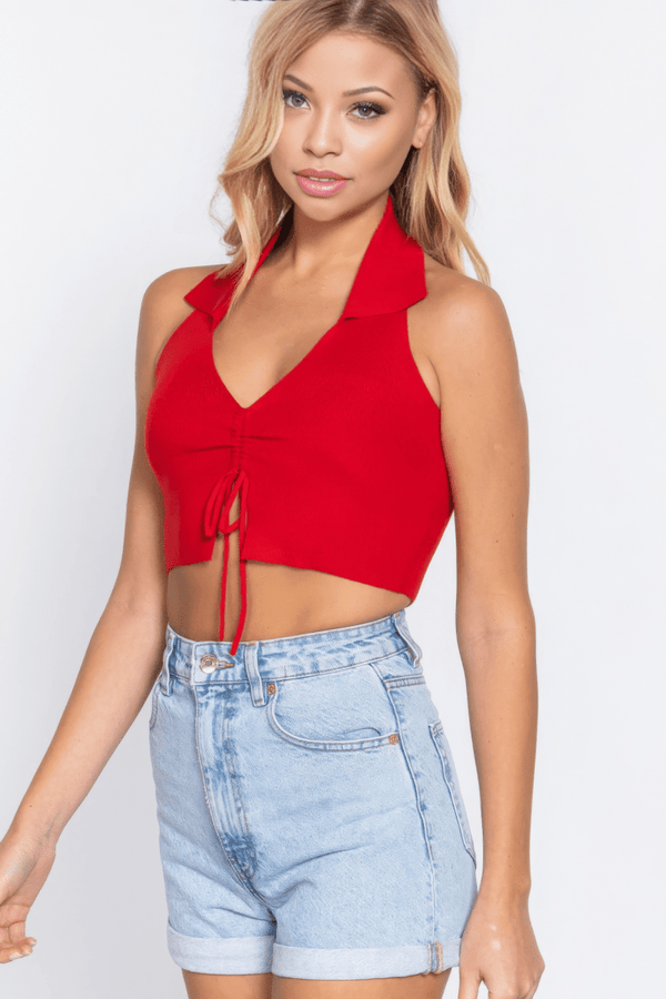 Sable Flame Knit Halter Top - KIOKO