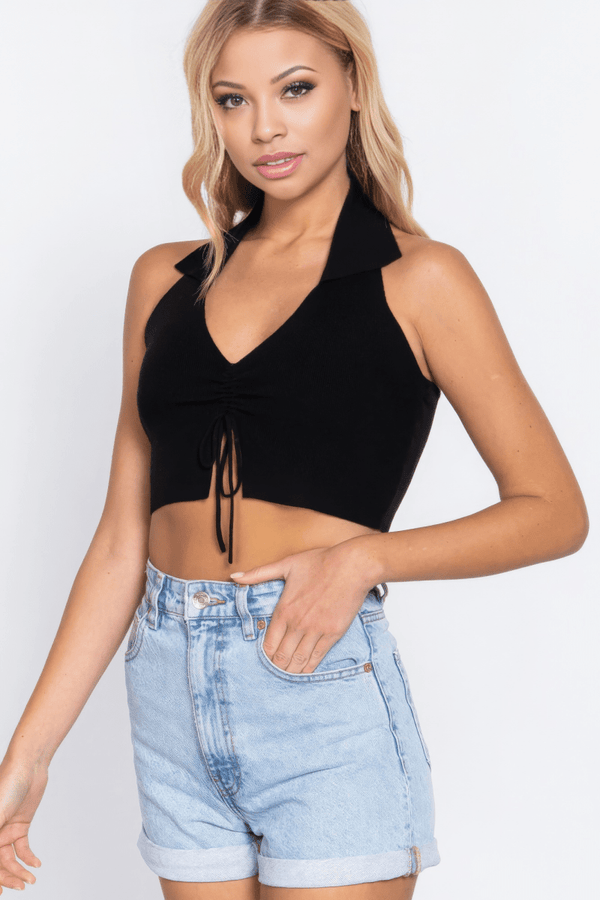 Sable Flame Knit Halter Top - KIOKO