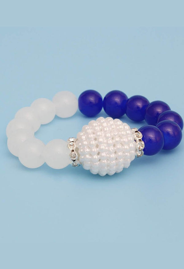 Secret Circle Pearl Glass Bead Bracelet - Blue - KIOKO
