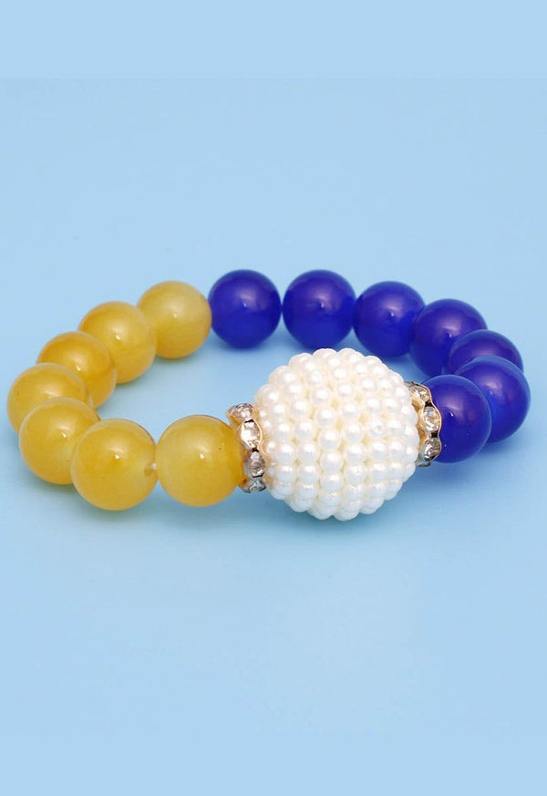 Secret Circle Pearl Glass Bead Bracelet - Gold - KIOKO
