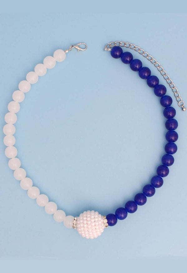 Secret Circle Pearl Glass Bead Necklace - Blue - KIOKO