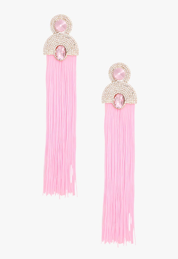 She Made It Vintage Tassel Earrings - Pink - KIOKO