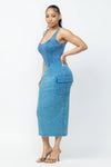 Snatchiq Acid Washed Midi Dress - KIOKO