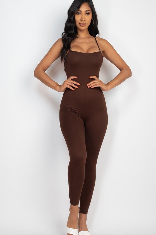 So Cinched Criss - Cross Open Back Jumpsuit - KIOKO