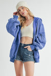 Stripline Acid Wash Hoodie Jacket - KIOKO
