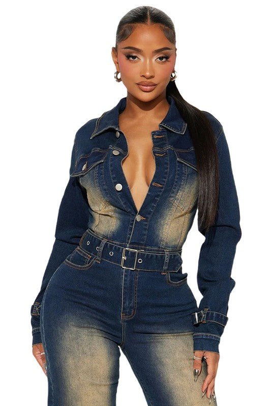 Teddy Denim Jumpsuit - KIOKO