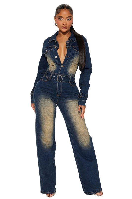 Teddy Denim Jumpsuit - KIOKO