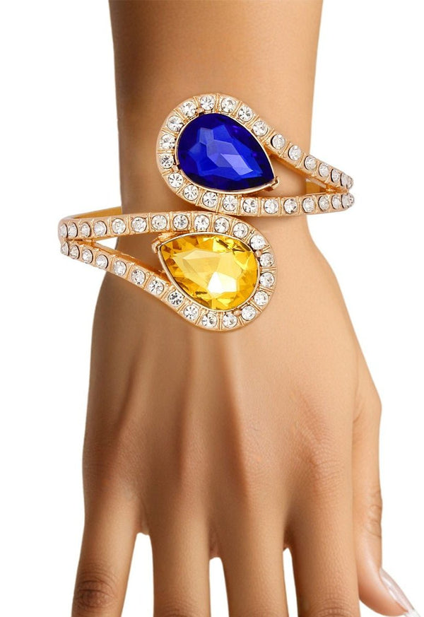 True Ties Teardrop Cuff Bracelet - Blue Gold - KIOKO