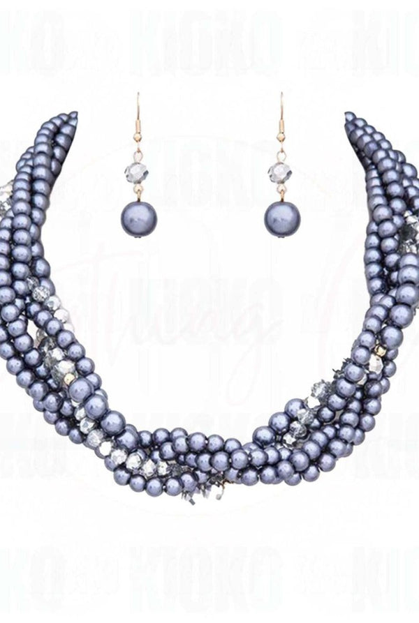 Twisted Elegance Pearl Necklace Set - KIOKO