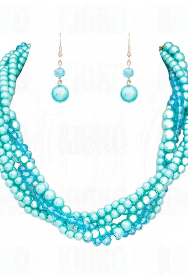 Twisted Elegance Pearl Necklace Set - KIOKO