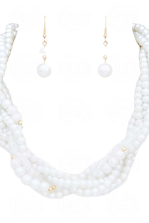 Twisted Elegance Pearl Necklace Set - KIOKO