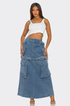 Two - Face Denim Maxi Skirt - KIOKO