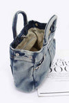 Washed Denim Top Handle Convertible Bag - KIOKO