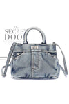 Washed Denim Top Handle Convertible Bag - KIOKO