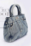 Washed Denim Top Handle Convertible Bag - KIOKO
