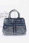 Washed Denim Top Handle Convertible Bag - KIOKO