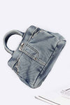 Washed Denim Top Handle Convertible Bag - KIOKO